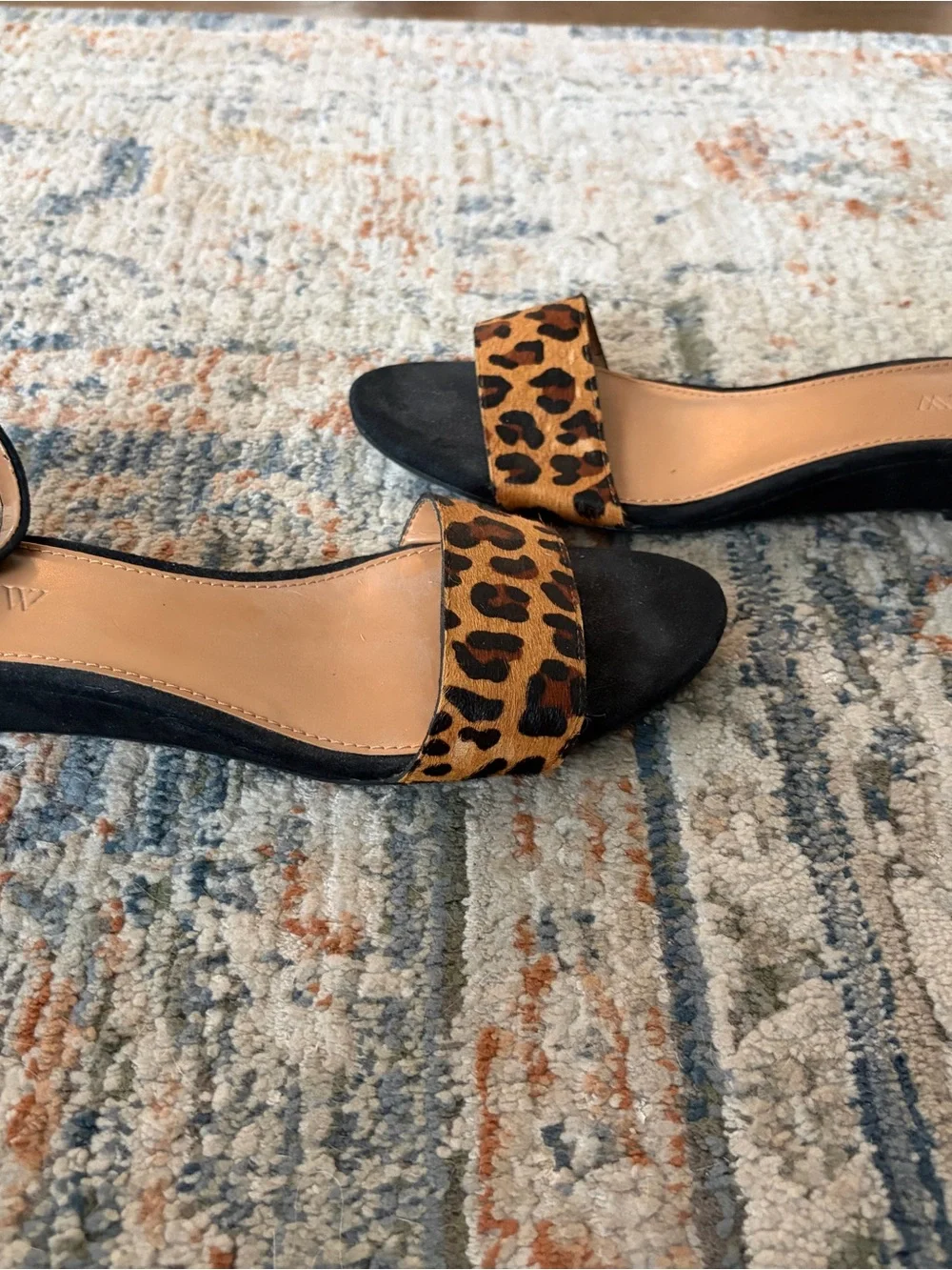 J. Crew Leopard Print Ankle-Strap Sandals in Black and Tan